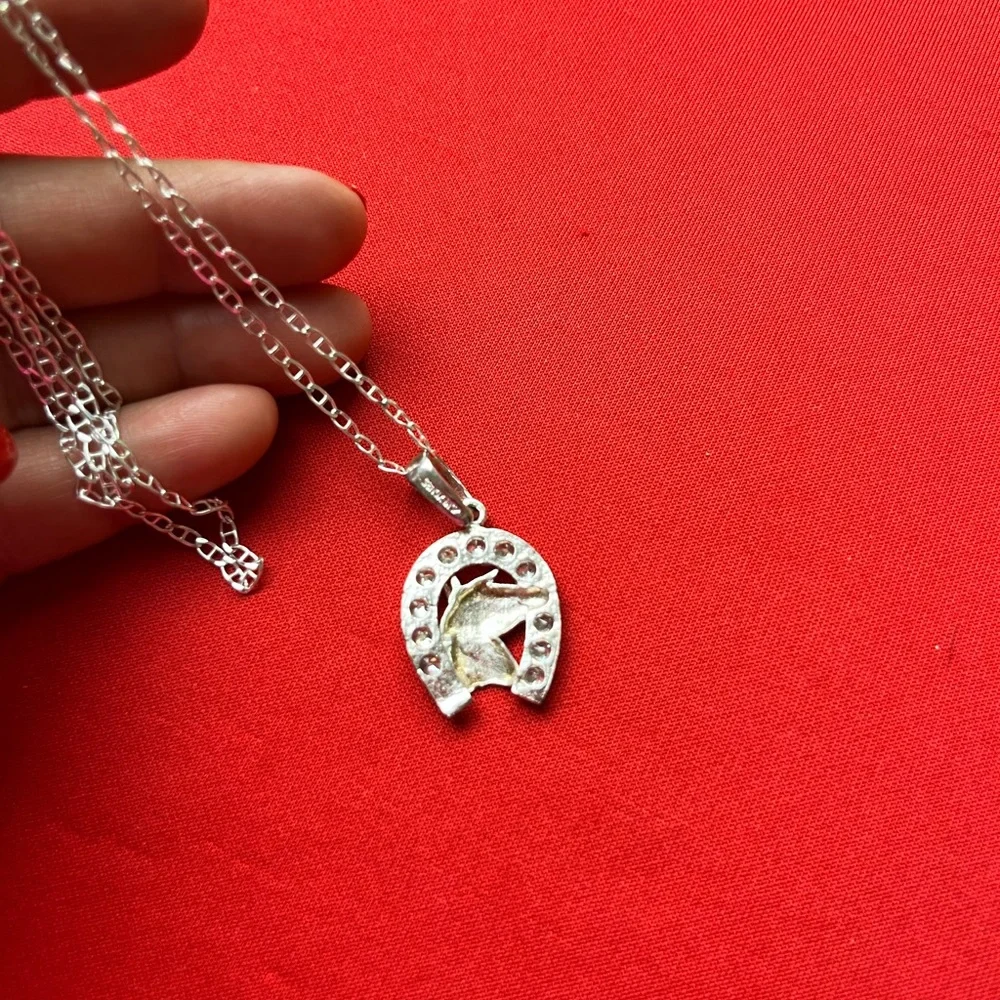 Elegant 925 strling Silver Necklace‎ with Horse Pendant